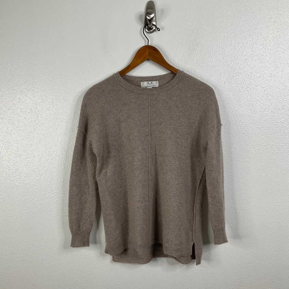 Magaschoni Tan 100% Cashmere Crewneck Sweater Size Xsmall